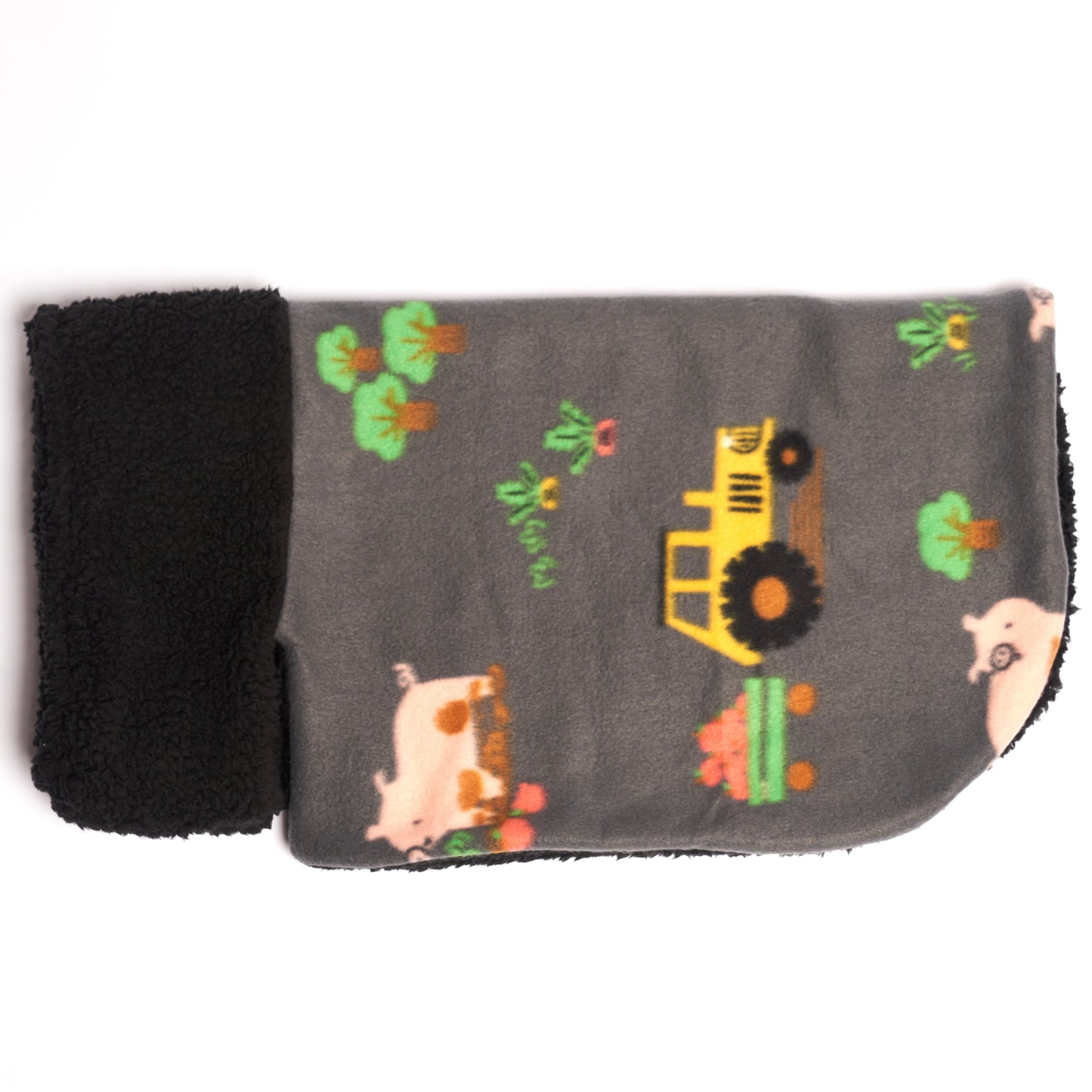 Ultimate Warm Fleece and Sherpa Pig Blanket Sweater: Farm Pigs on Tractors Fabric, Mini Pig Clothes for Potbelly Pigs of All Sizes